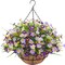 Everlasting Spring Charm: Artificial Hanging Flowers with Coconut-Lined Basket